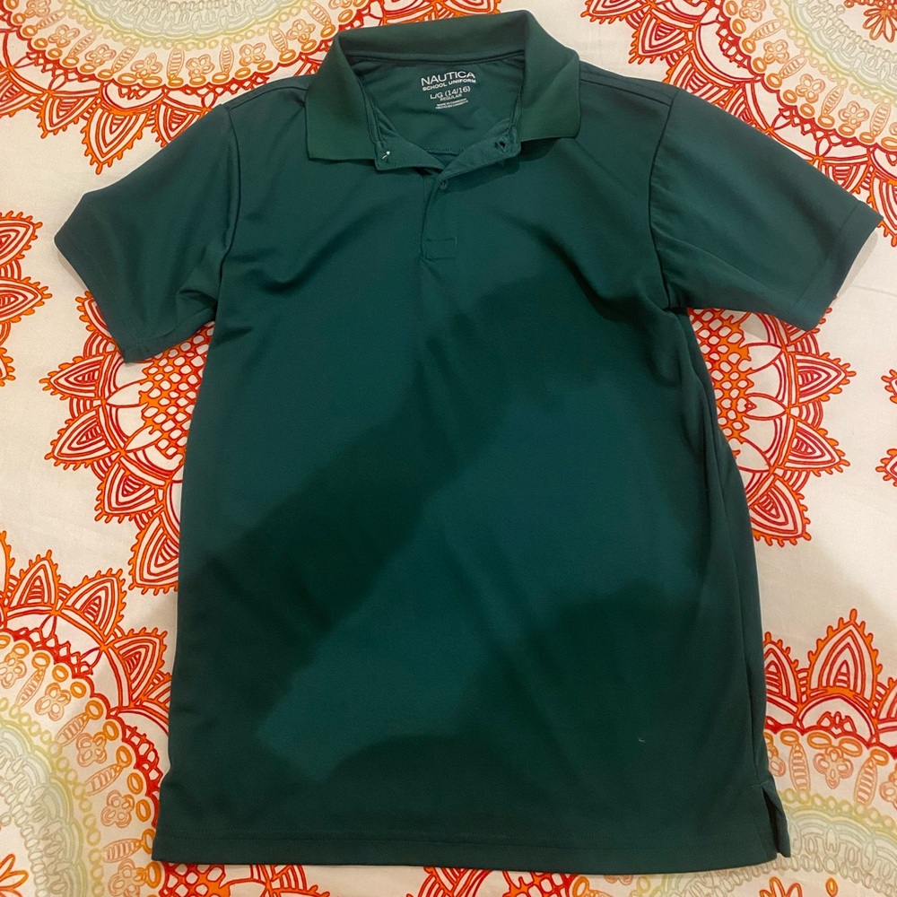 Nautica Boys Dark Green Short Sleeve Polo